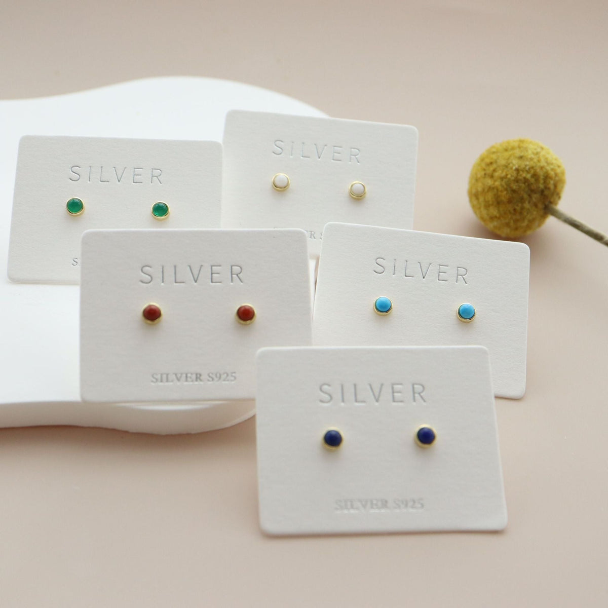 Women's & Men's Sterling Sier Multicolor Natural Stone Simple Earrings