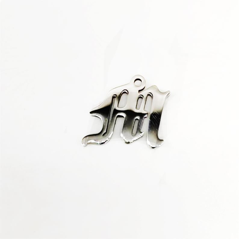 Titanium Steel Retro Alphabet Outer Hole Round Artistic Pendant