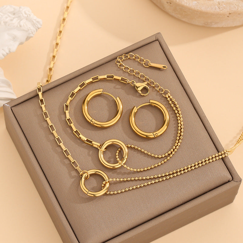 Circle Stitching Titanium Steel Female Asymmetric No Bracelets