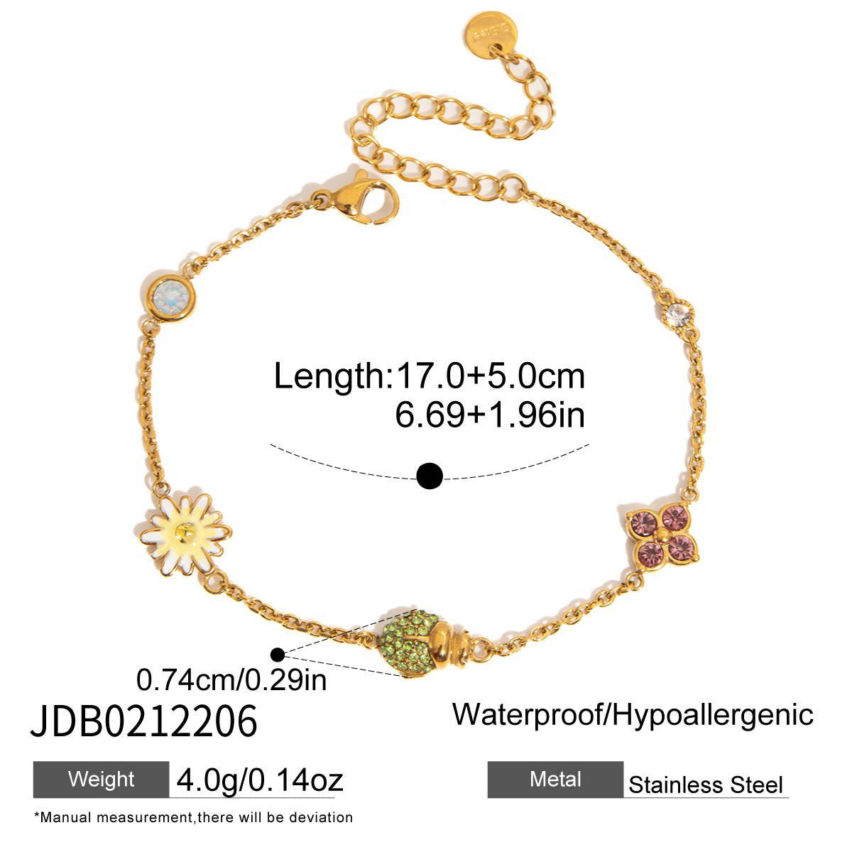 Sweet Style Niche With Zircon Flower Stainless Bracelets