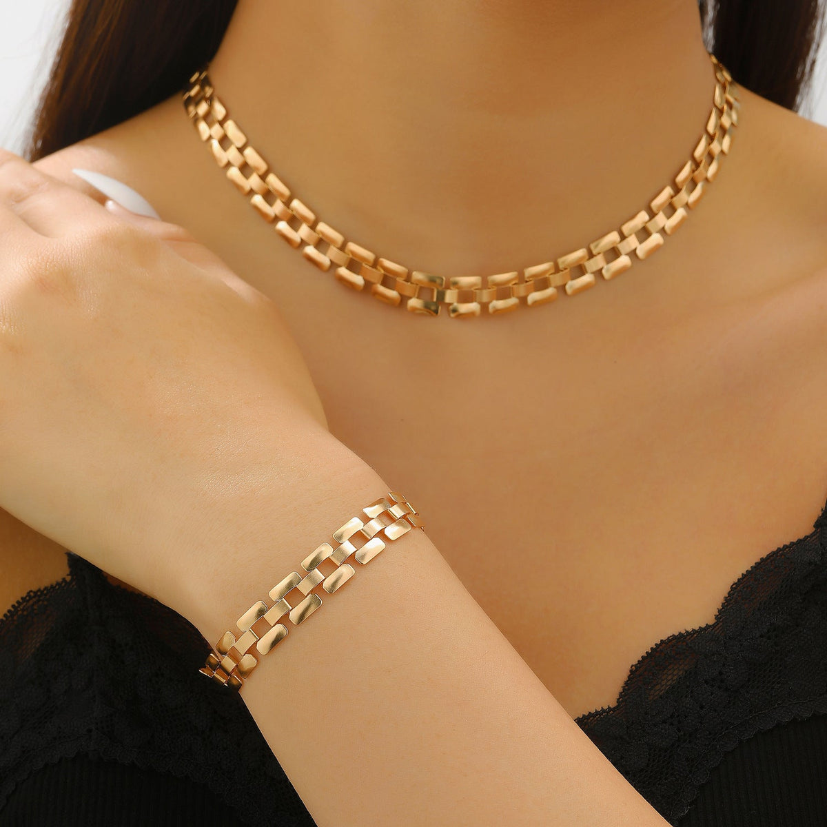 Women's Fashion Y-shaped Watch Clavicle Chain Stacked Strap Length Sweater Rings