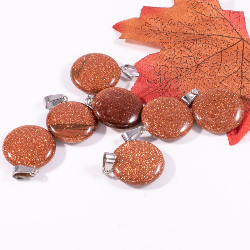 Slouchy Natural Stone Round Fashion Wafer Pendants