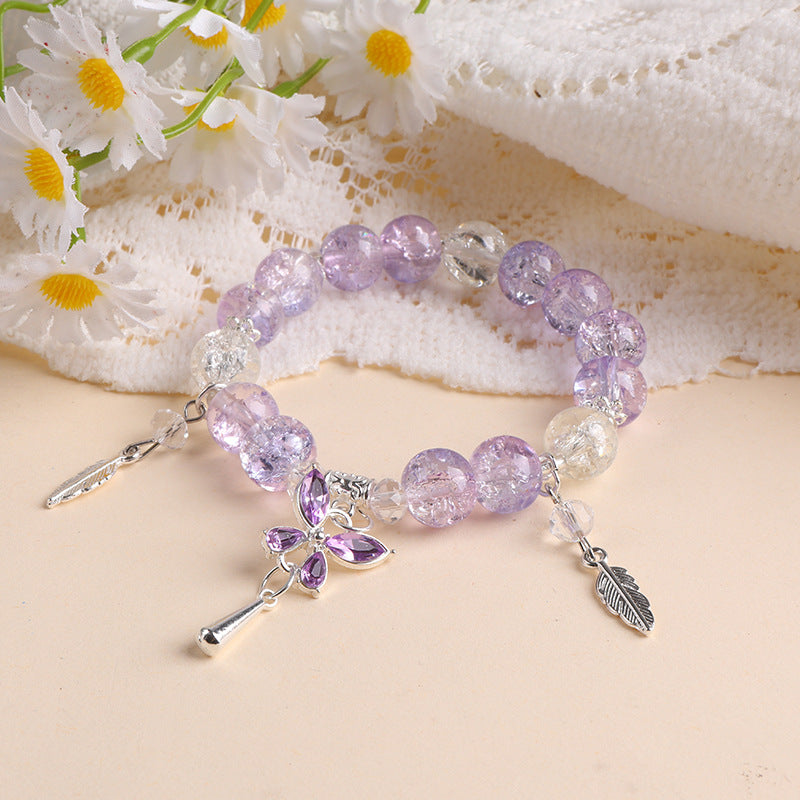 Women's Flower Diamond Butterfly Feather Niche High Sense Small Single Mixed Bracelet
