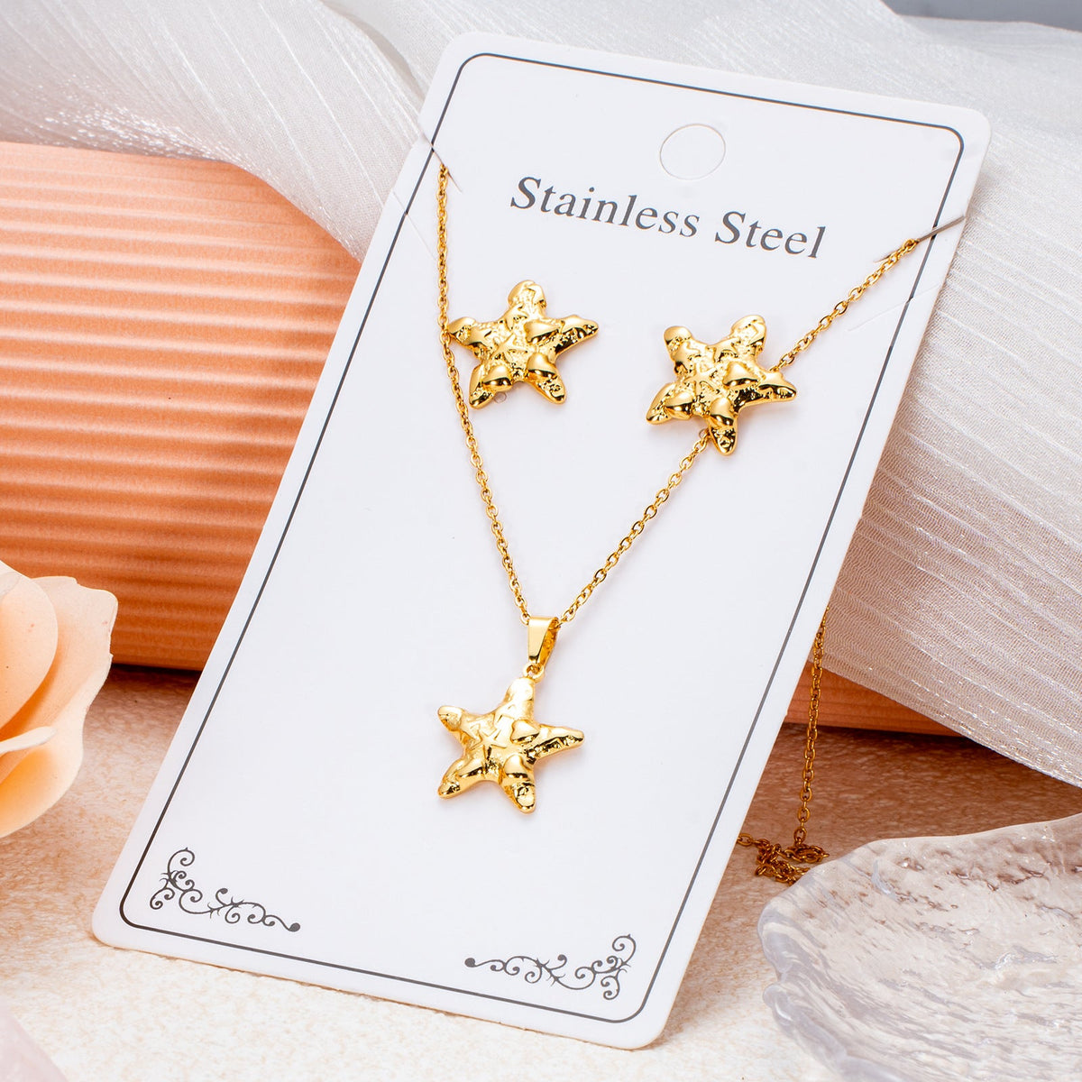Series Stainless Steel Ear Light Luxury Jewelry Set