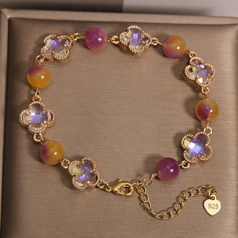 Agate Female Light Luxury Minority Exquisite Four-leaf Clover Bracelet