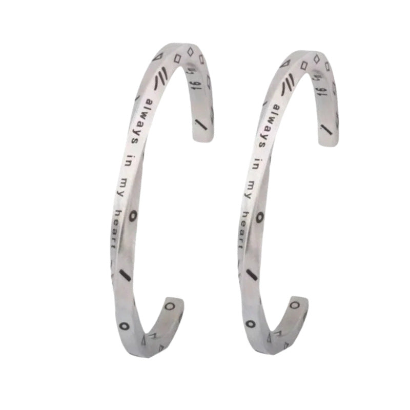 Women's Fashion Lettering Symbol Letter Titanium Steel Viking Bracelet