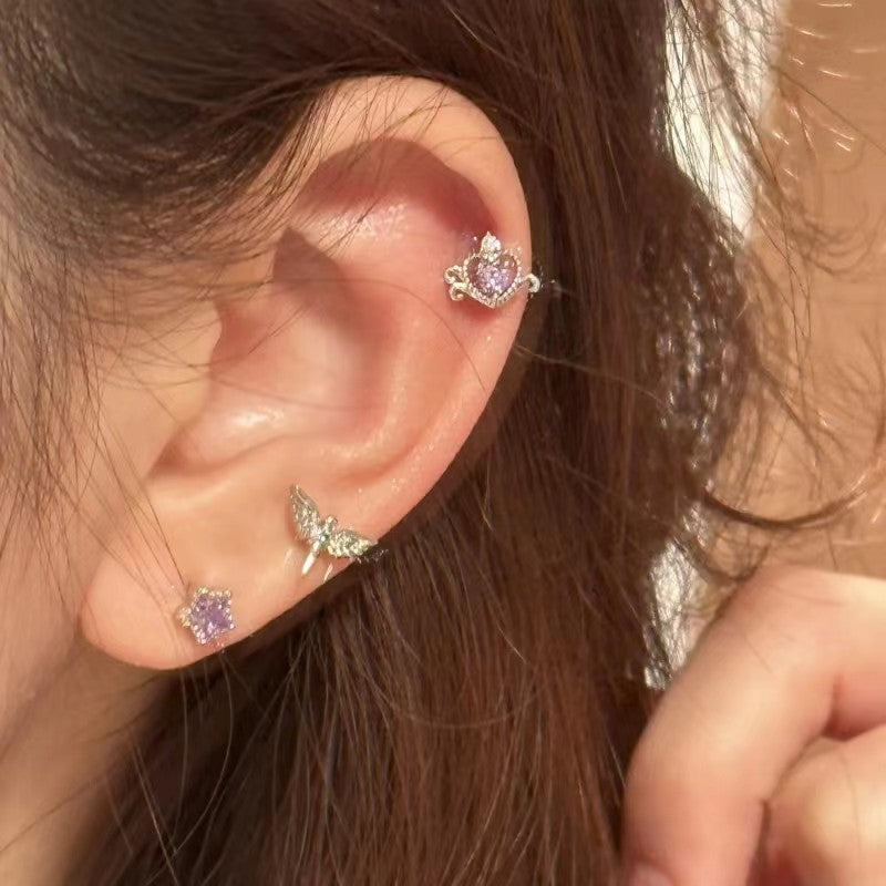 Lucky Bird Dark Punk Little Angel Devil Wings Love Star Earrings