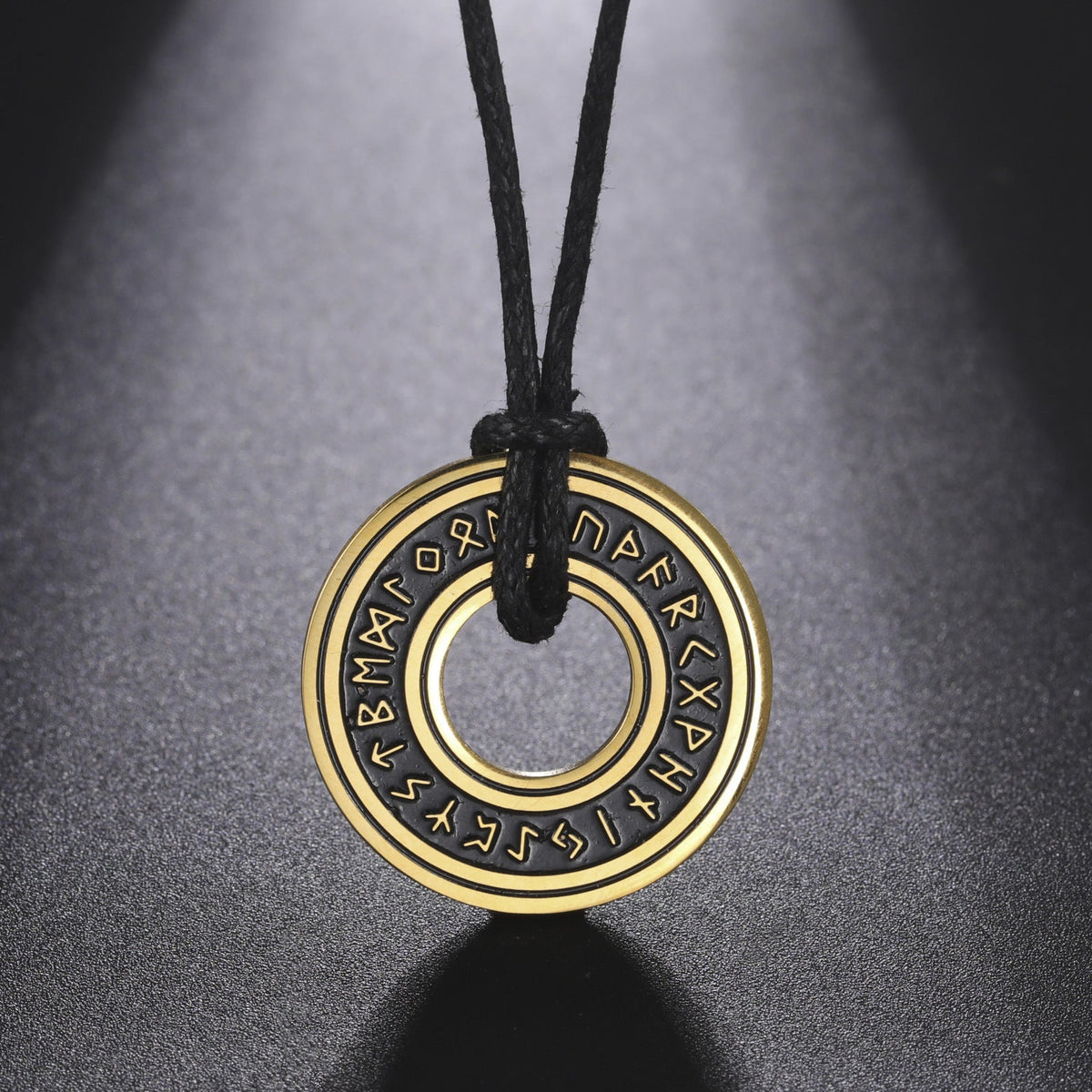 Retro Titanium Steel Cut Blackened Stainless Runic Letter Hollow Leather Necklaces
