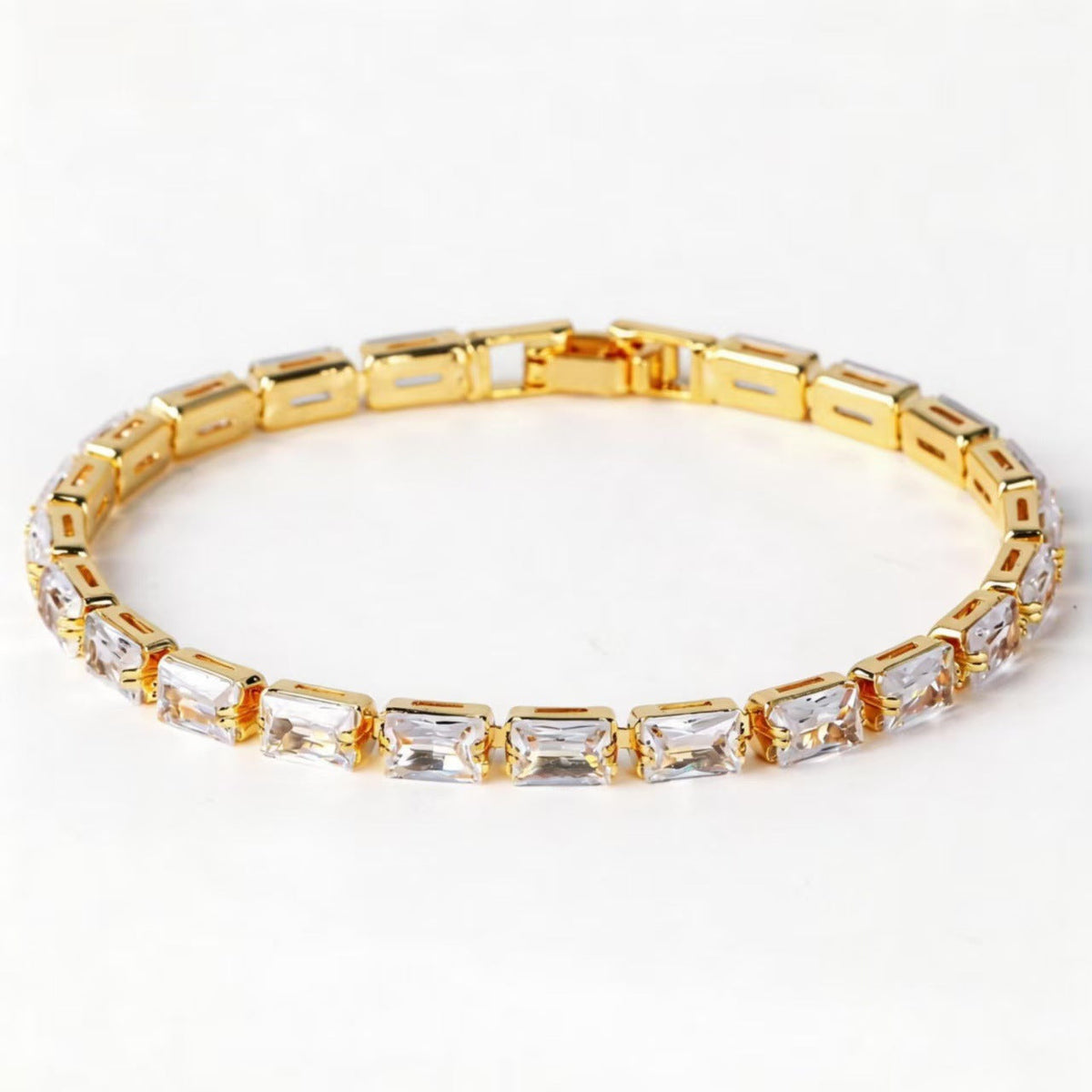 Women's Minority Copper Rectangular Korean Diamond Crystal Color Fashion Zircon Bracelet