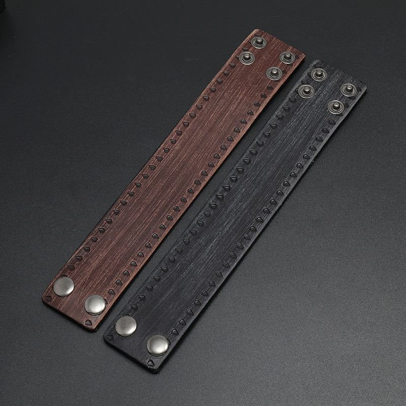 Men's Hip Hop Ear Simple Embossed Retro Distressed Cattle Leather Bracelet