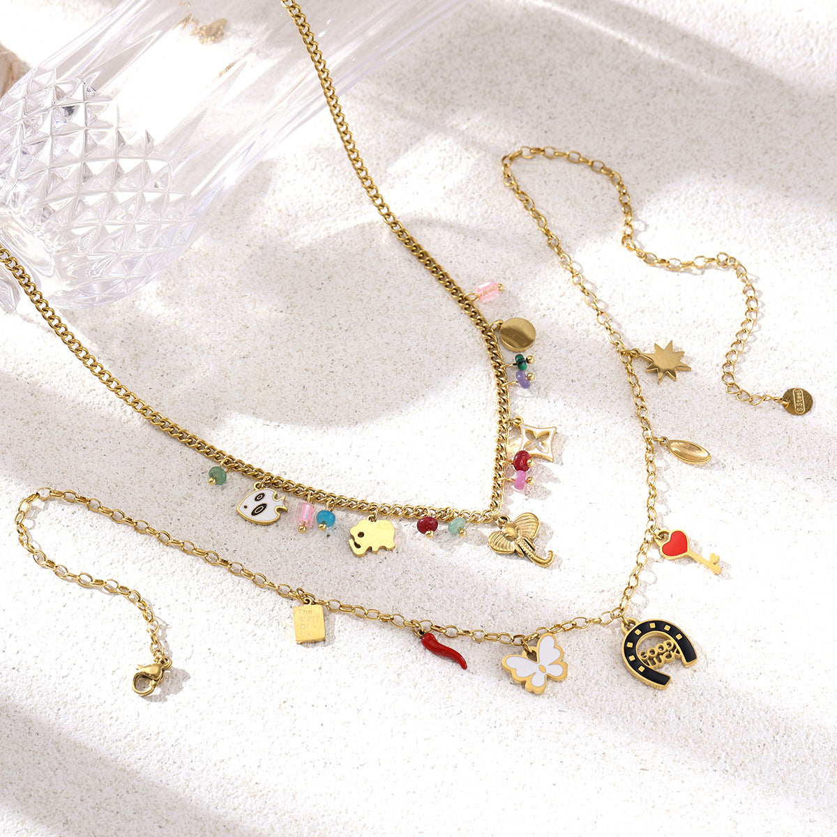 Steel Light Luxury High-grade Color Drop Jewelry Set