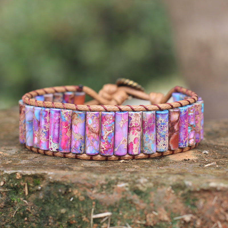 Bohemian Style Natural Stone Lan Di Royal Vintage Hand-woven Bracelet