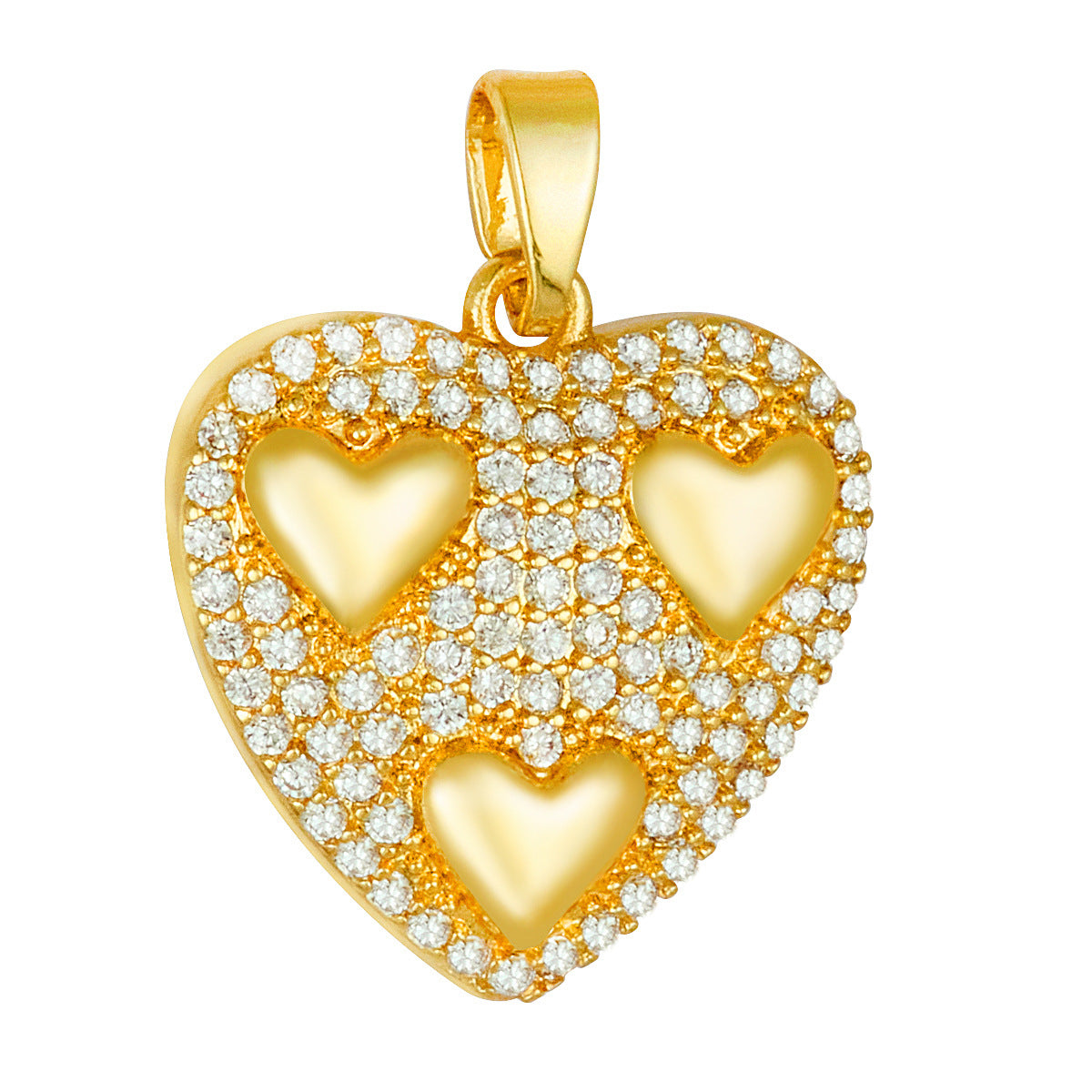 Fashion Colored Loving Heart Cute Gold Color Brass Pendant