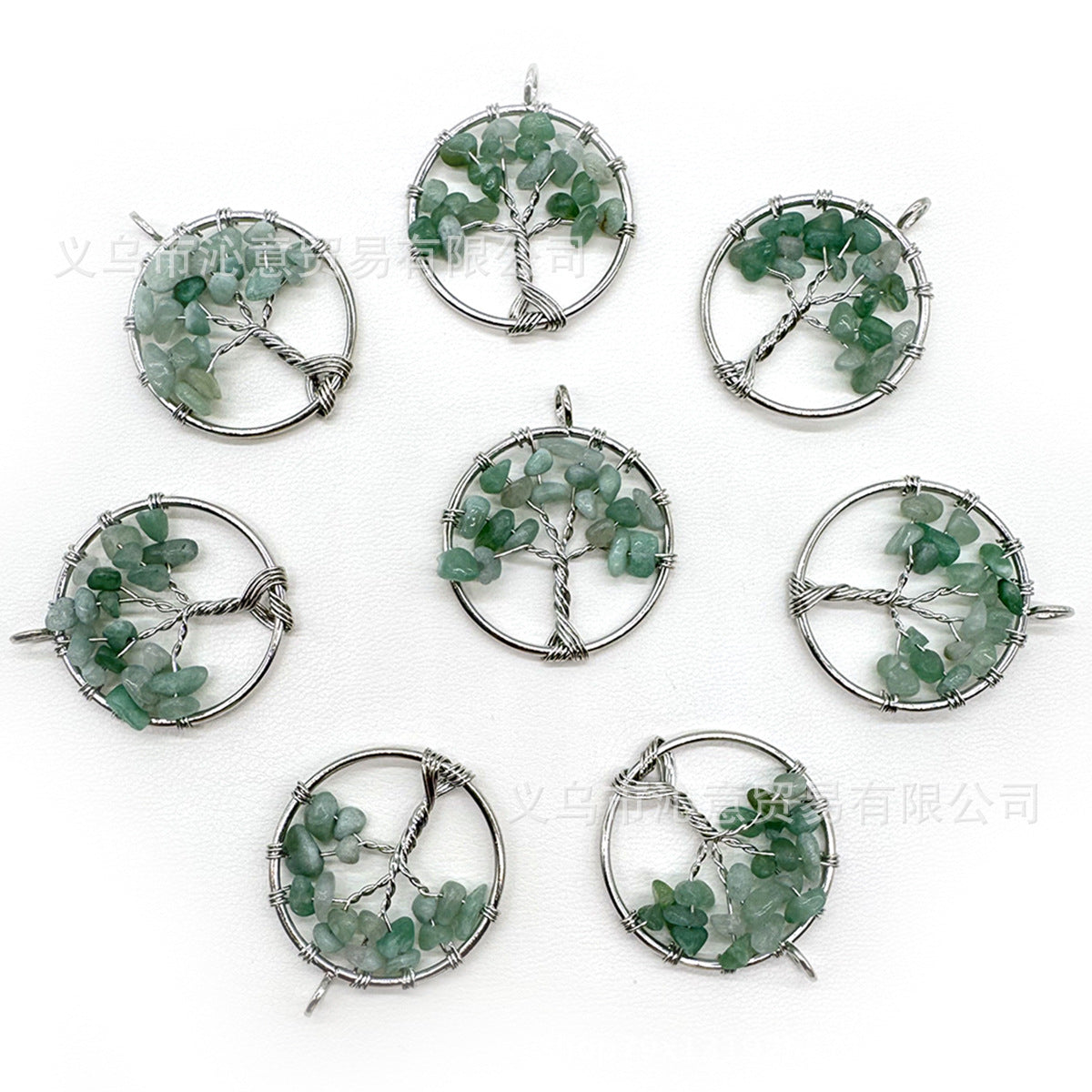 Lucky Tree Natural Crystal Agate Mixed Color Colorful Gravel Winding Pendant
