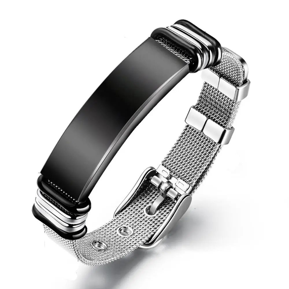 Fashion Simple Leather Cord Personalized Stainless Steel Ties Bracelet