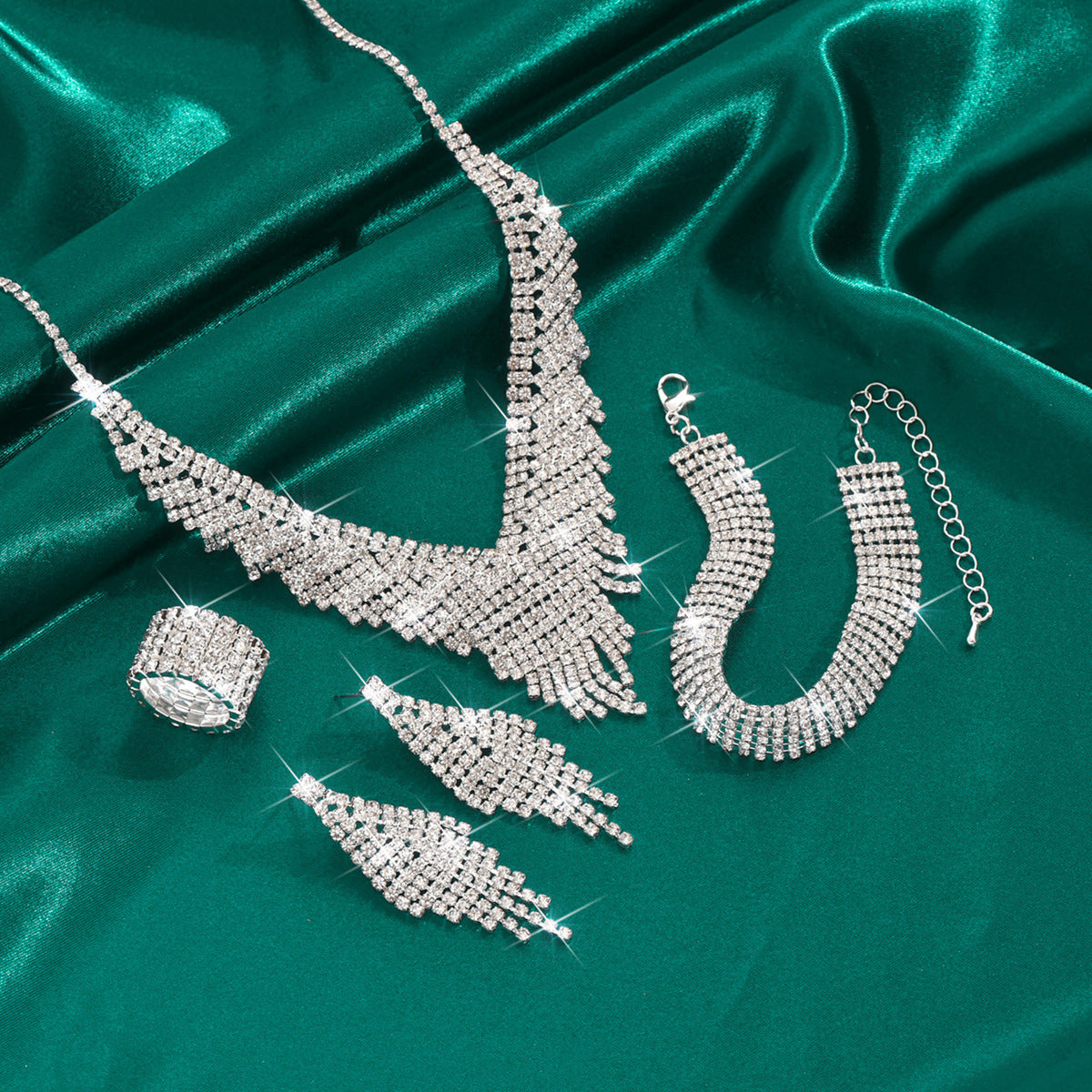 Popular Women's Fashion Wedding Bridal Sier Jewelry Set