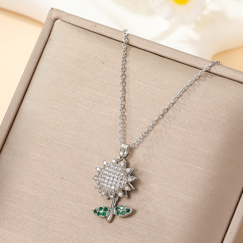 Zircon Flower Minority Fashion Design Temperament Necklace