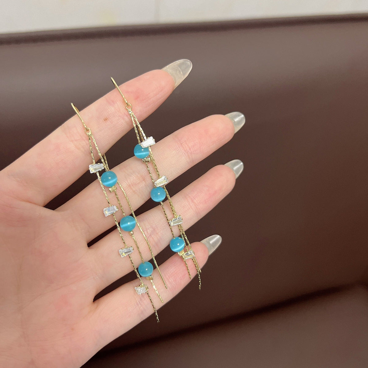 Korean Style Elegant Long Fringe Female Opal Super Flash Zircon Rings