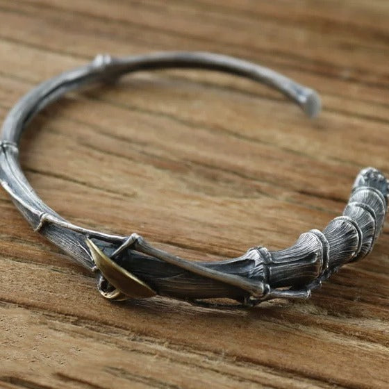 Men's Stone Fink Handmade Vintage Sier Retro Style Personality Inlaid Brass Bracelet