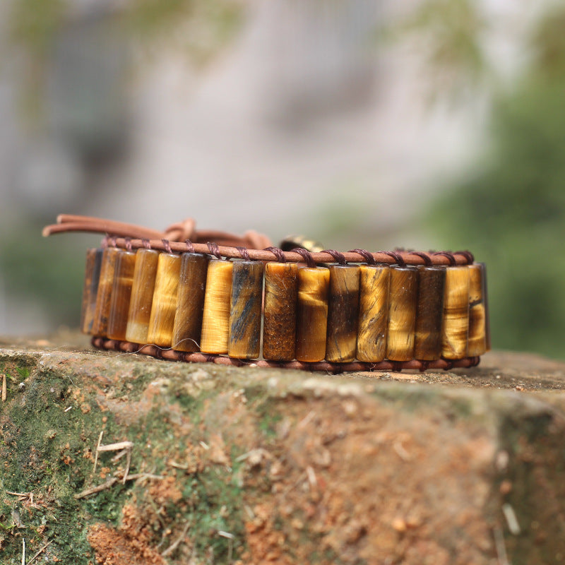 Bohemian Style Natural Stone Lan Di Royal Vintage Hand-woven Bracelet