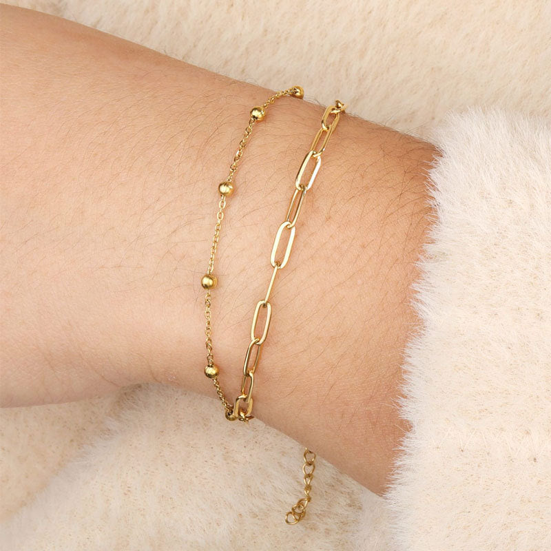 Women's Imitation Pearl Chain Metal Square For Simplicity Bracelets