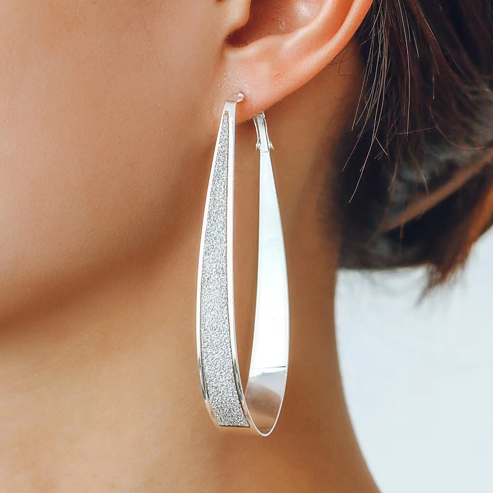 Sier-plated Patch Water-drop Eardrops U-shaped Nail Earrings