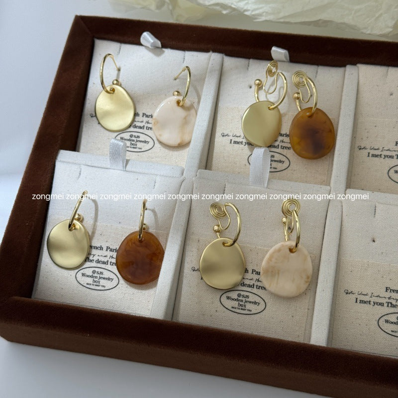French Retro Asymmetric Female Temperament Acetate Without Pierced Mosquito Ear Clip