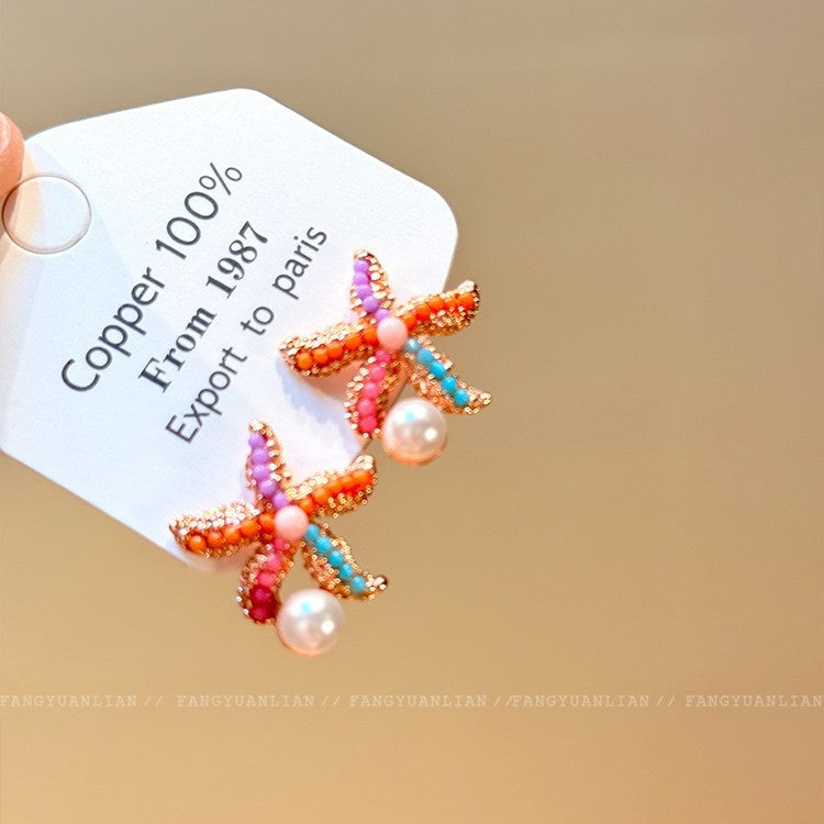 Women's Colorful Starfish High-grade Seaside Holiday Sweet Niche Earrings