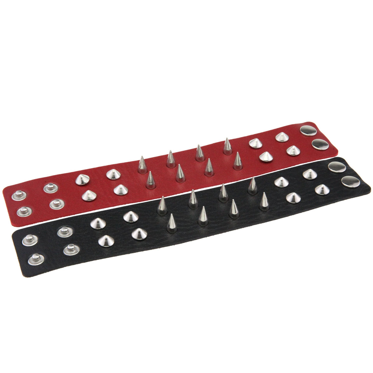 Punk Double Row Alloy Spike Couple Leather Rock Stainless Bracelet
