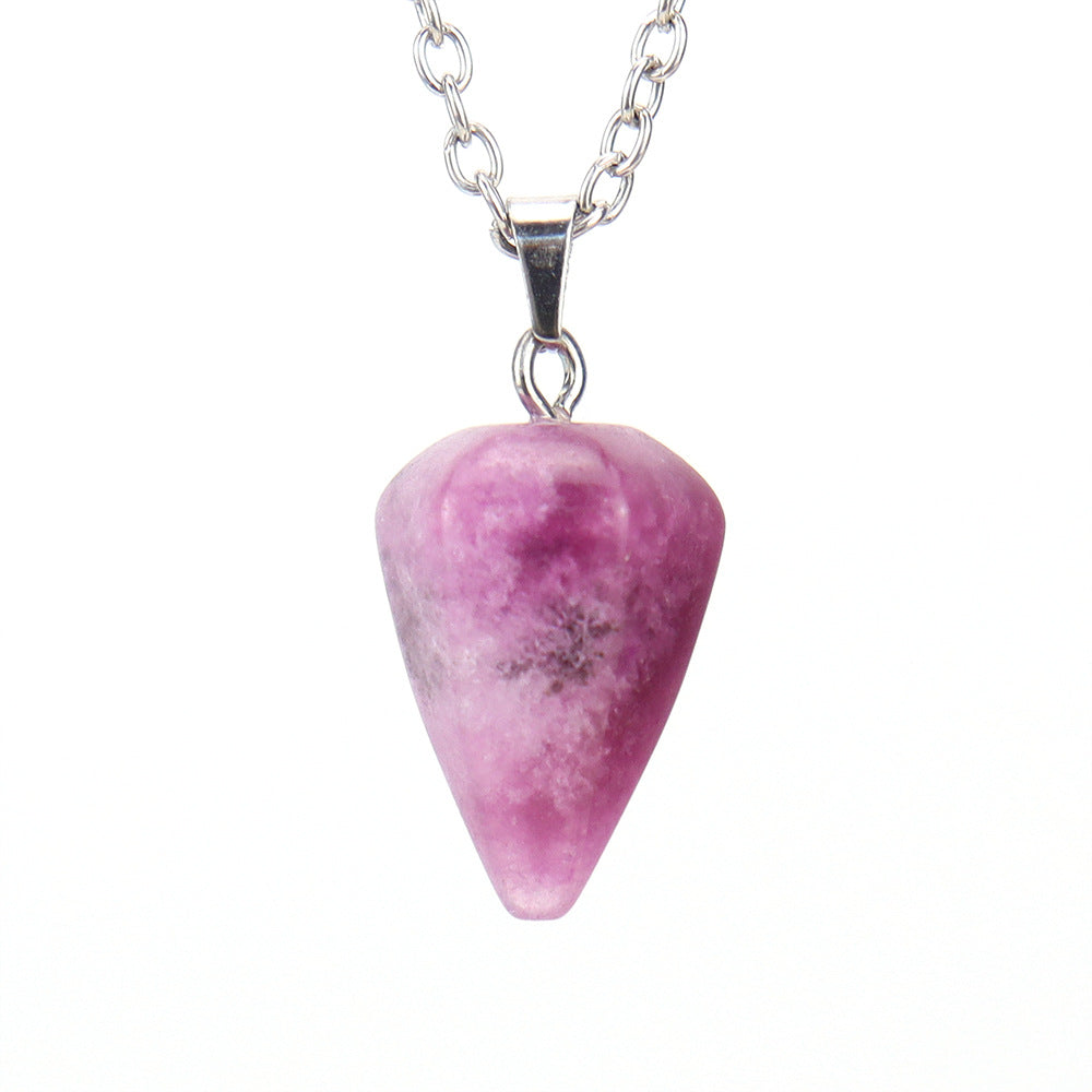 Stone Crystal Faceted Tapered Hexagon Prism Bullet Necklaces