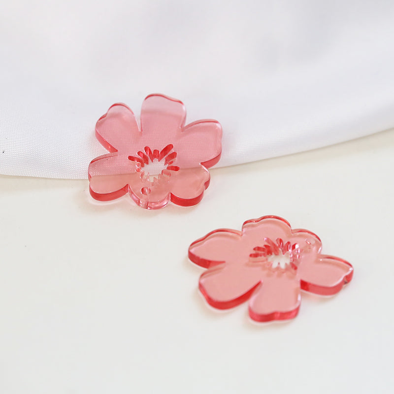 Illustration Line Tulip Flower Leaf Acrylic Handmade Earrings