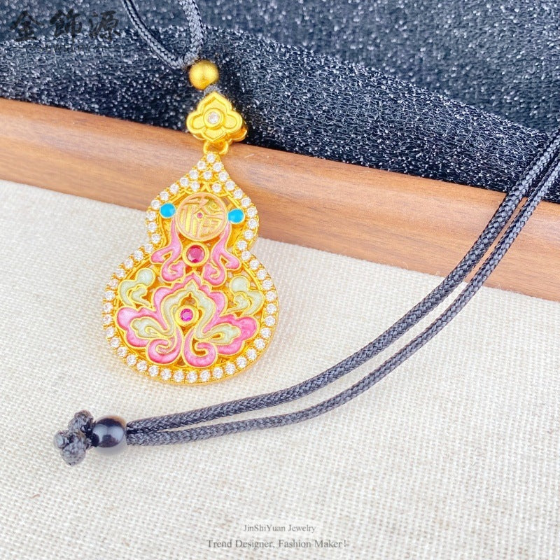Shop Alluvial Diamond Enamel Calabash Pendent High-grade Sweater Chain Female Pendant