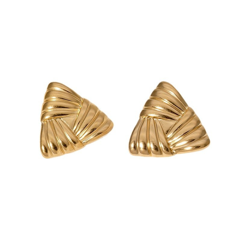 Titanium Steel Ear Retro Temperamental Minority Triangle High-grade Stud Earrings