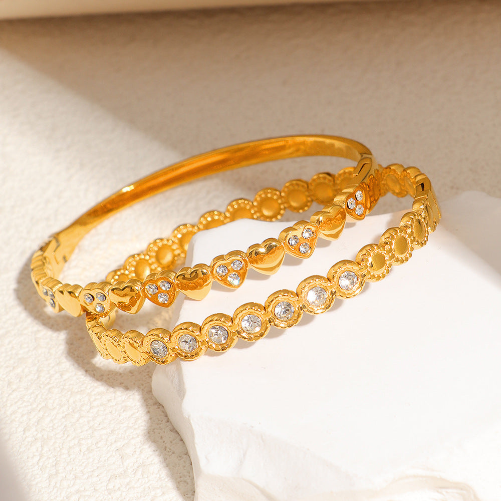 Women's Fashion Titanium Steel Geometric Variety White Diamond Light Luxury Bracelet
