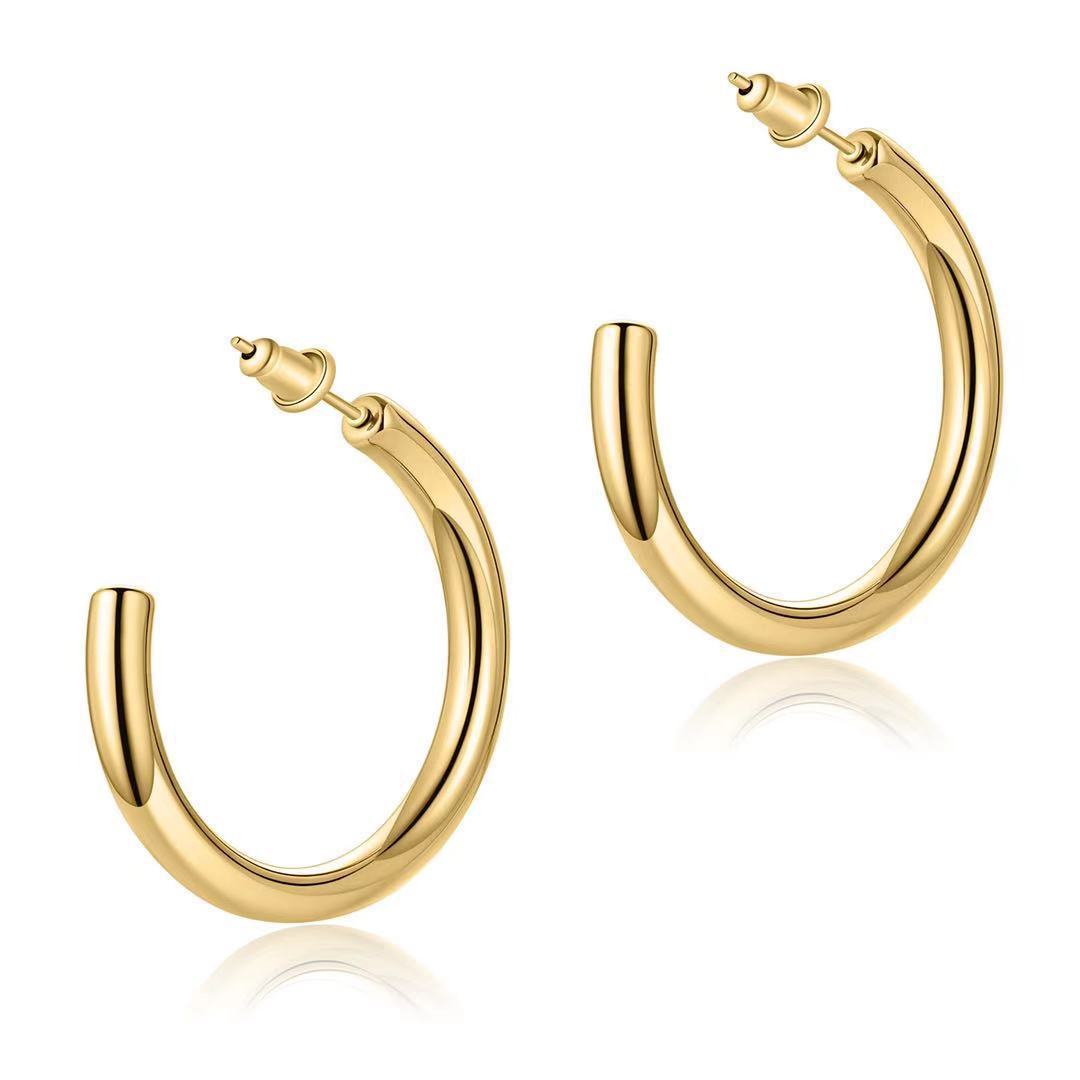 Stainless Steel Type Hollow Tube Thick Fashion Round Rings
