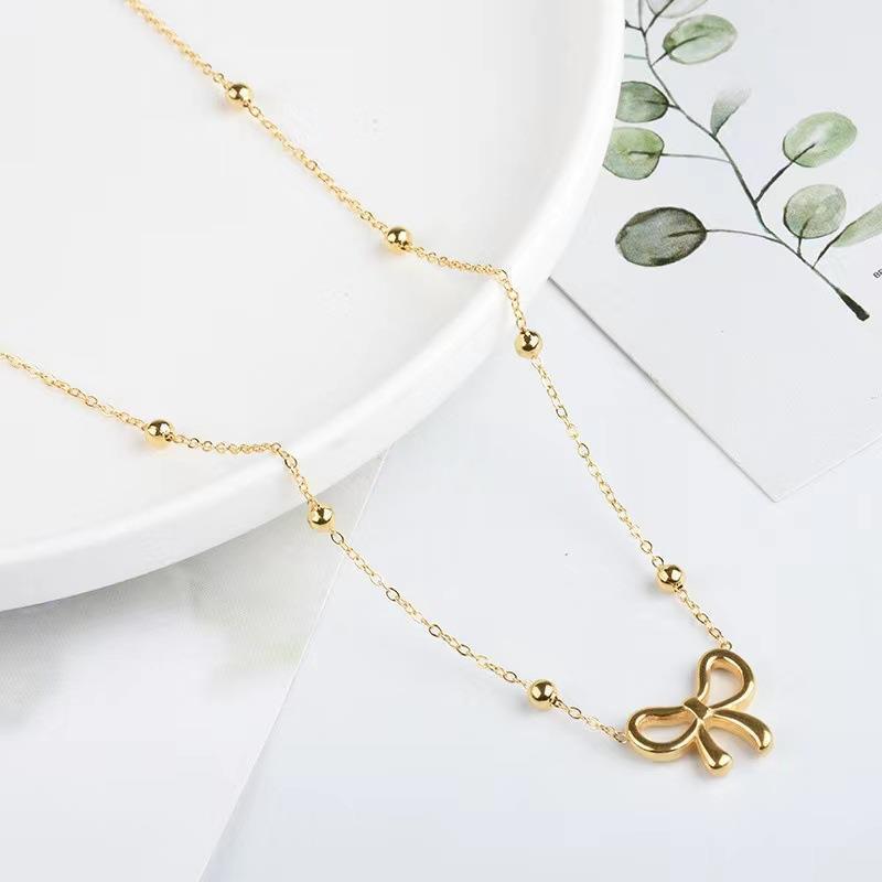 Women's Clavicle Chain Fashion Bowknot Titanium Steel Necklace