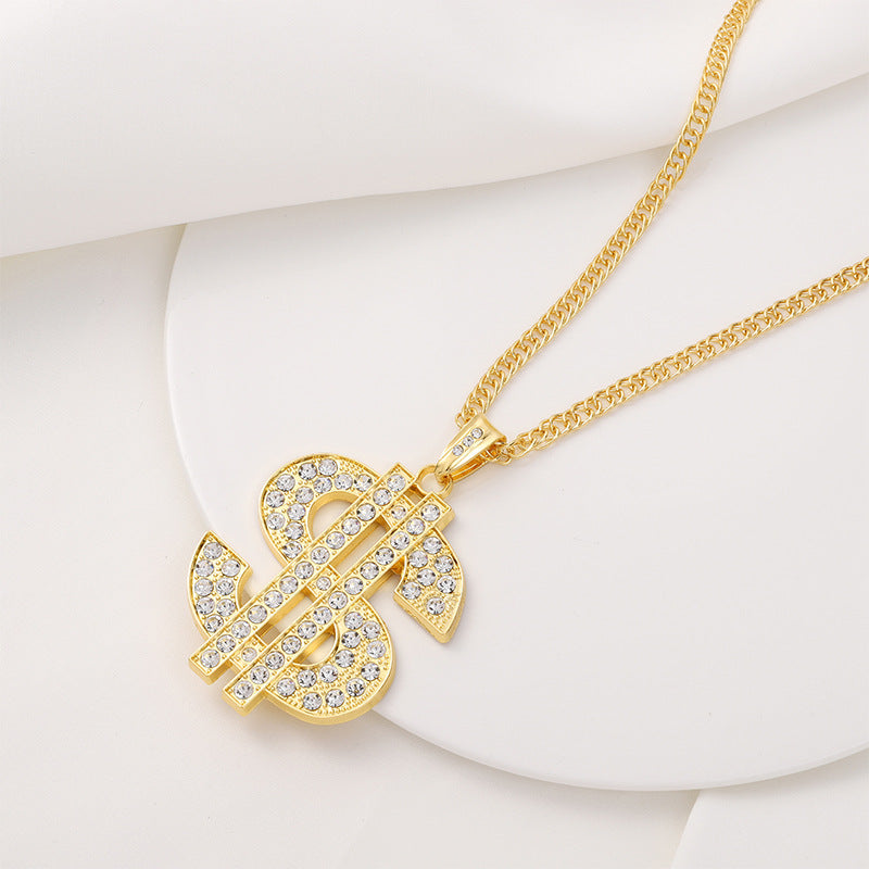 Simulation American Dollar Character Diamond Light Luxury Necklaces