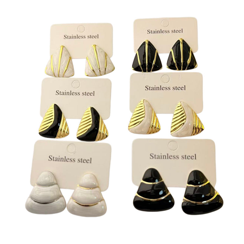 Women's Stainless Steel Oil Dripping Irregular Geometric Triangle Ear Fashion Earrings