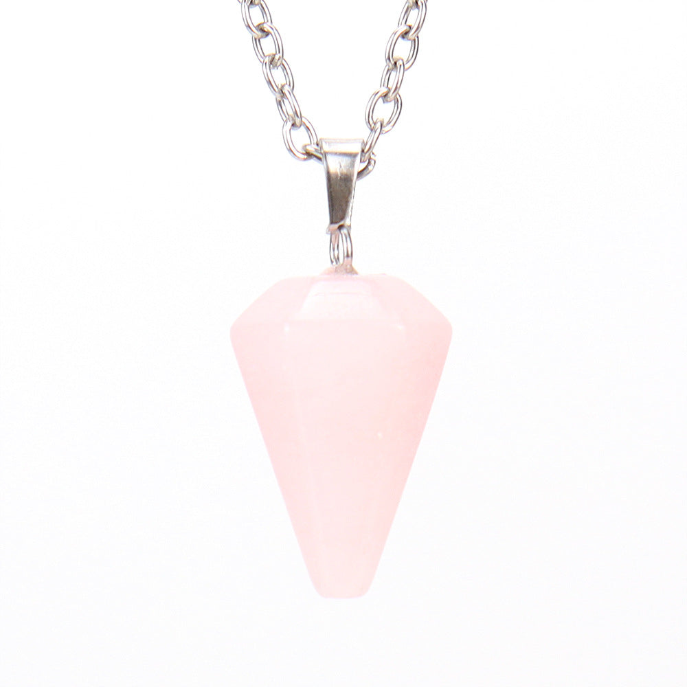Stone Crystal Faceted Tapered Hexagon Prism Bullet Necklaces