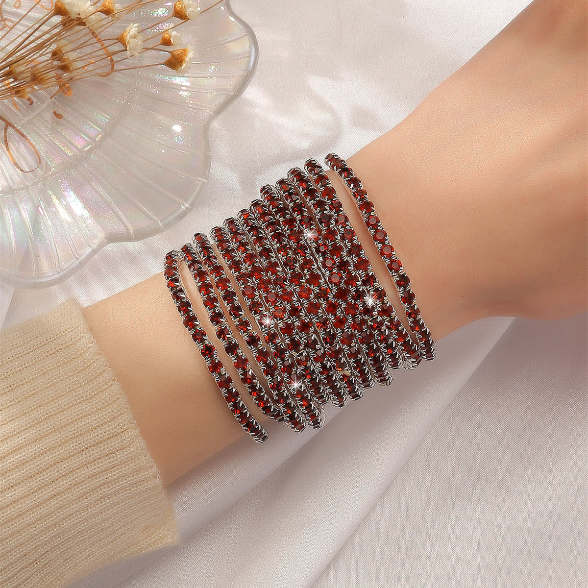 Rhinestone Stretch Bridal Korean Single Row Bracelet