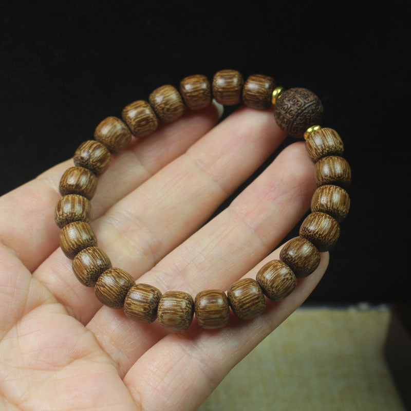 Women's & Men's Natural Nan Agilawood Round Beads Buddha Bracelet