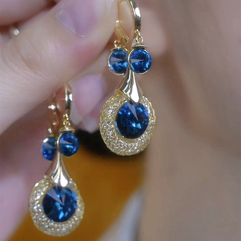 Crystal Water Drop Eardrops Refined Grace Ear Clip Advanced Light Stud Earrings