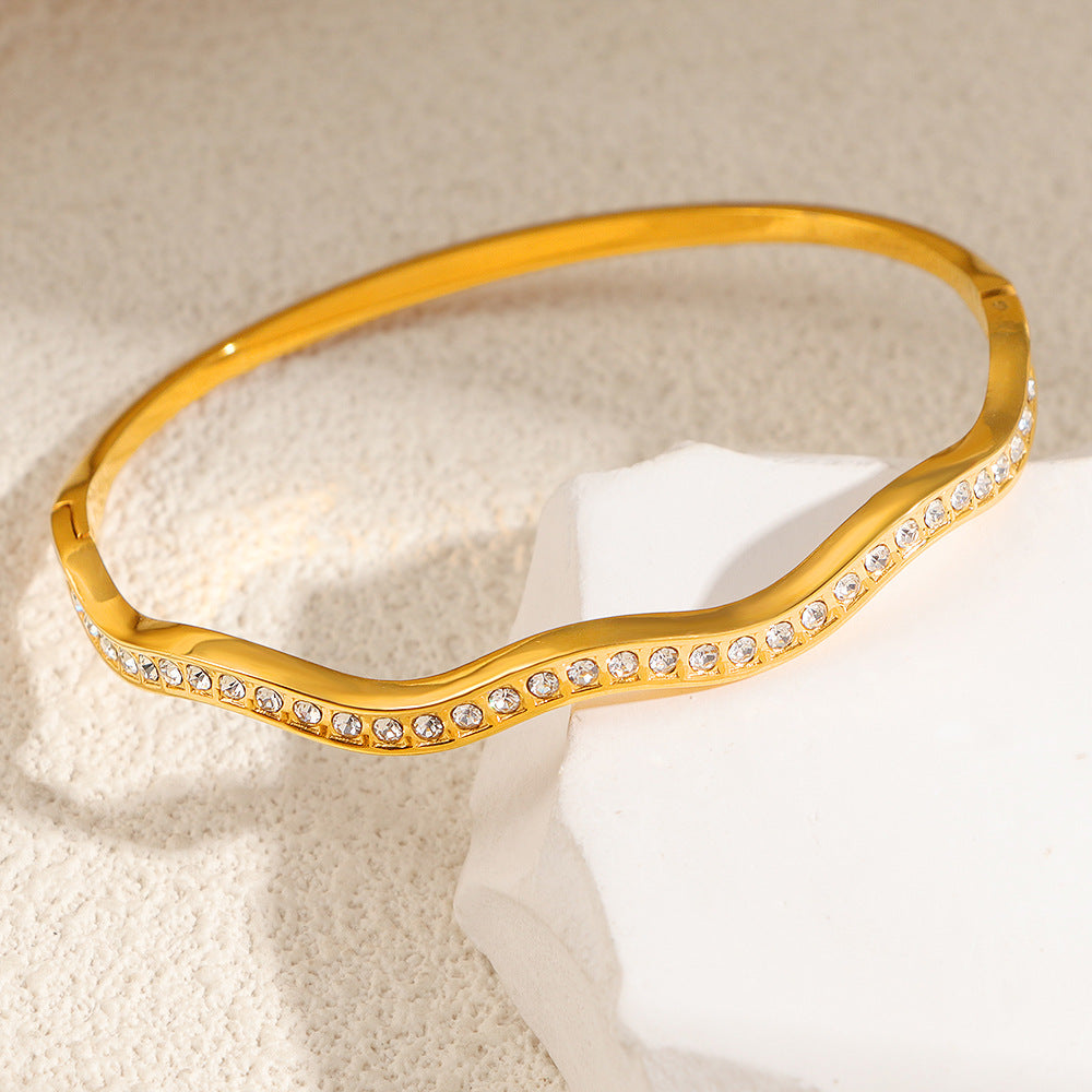 Women's Fashion Titanium Steel Geometric Variety White Diamond Light Luxury Bracelet