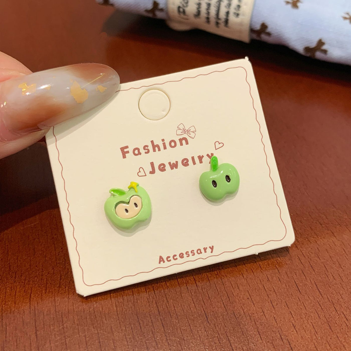 Colorful Fruit Cat Female Sier Needle Cartoon Cute Sweet Design Rings