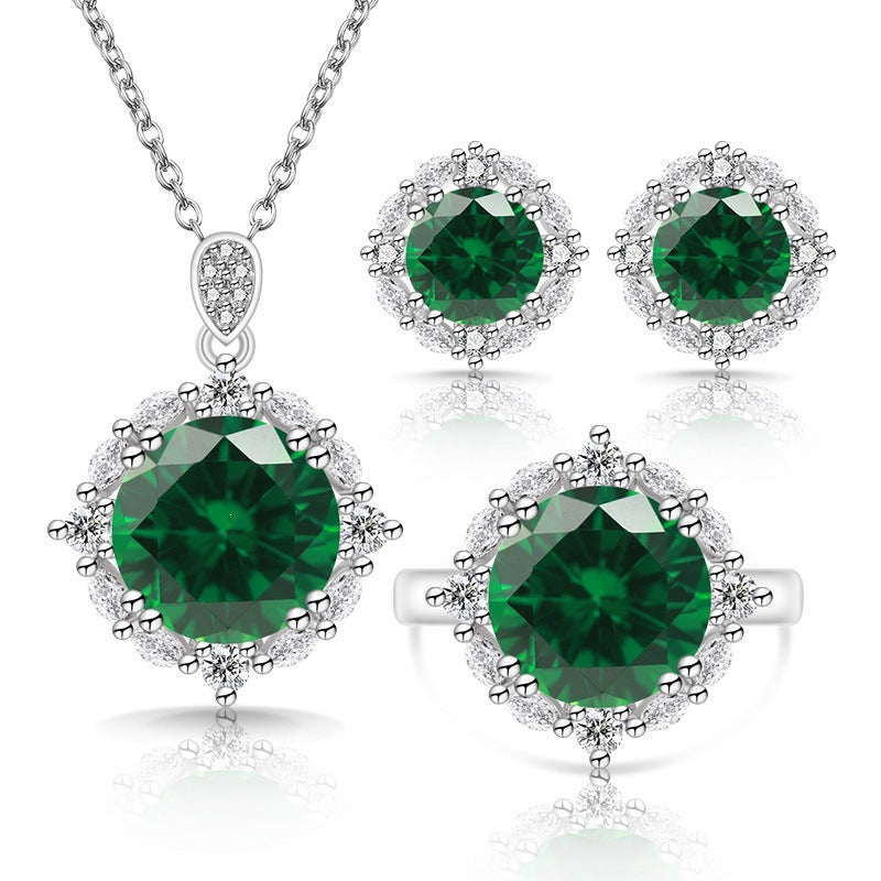 Women's Live Broadcast Colored Gems Luxury Gemstone Jewelry Set