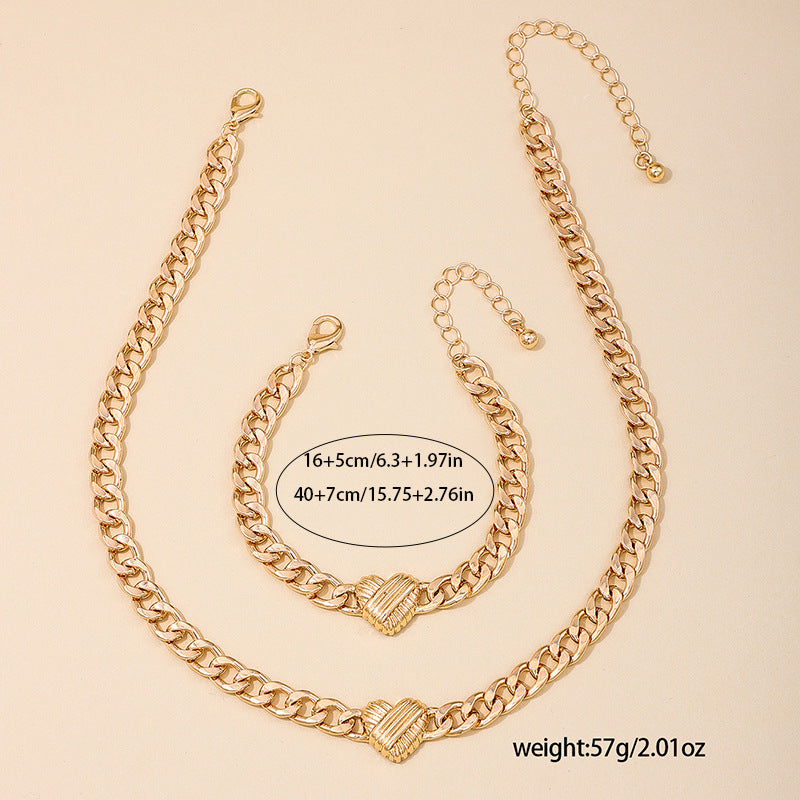 Women's 2 Pcs Fashion Elegant Metal Chain Love Jewelry Set