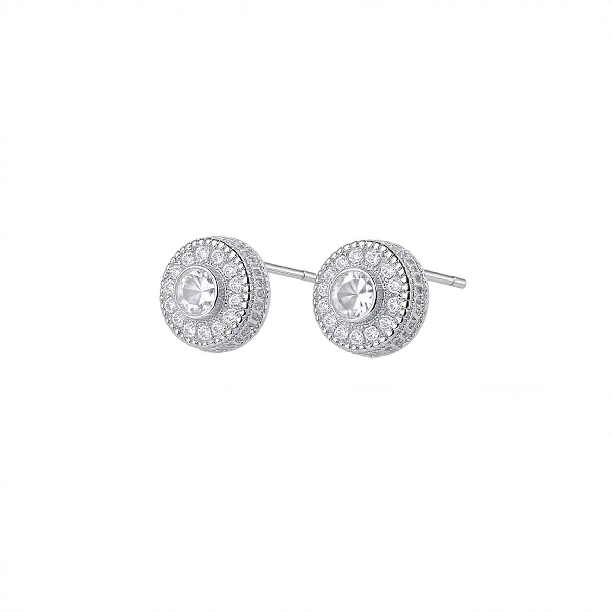Women's & Men's Hop Full Diamond Micro Inlaid Zircon Round Street Stud Earrings