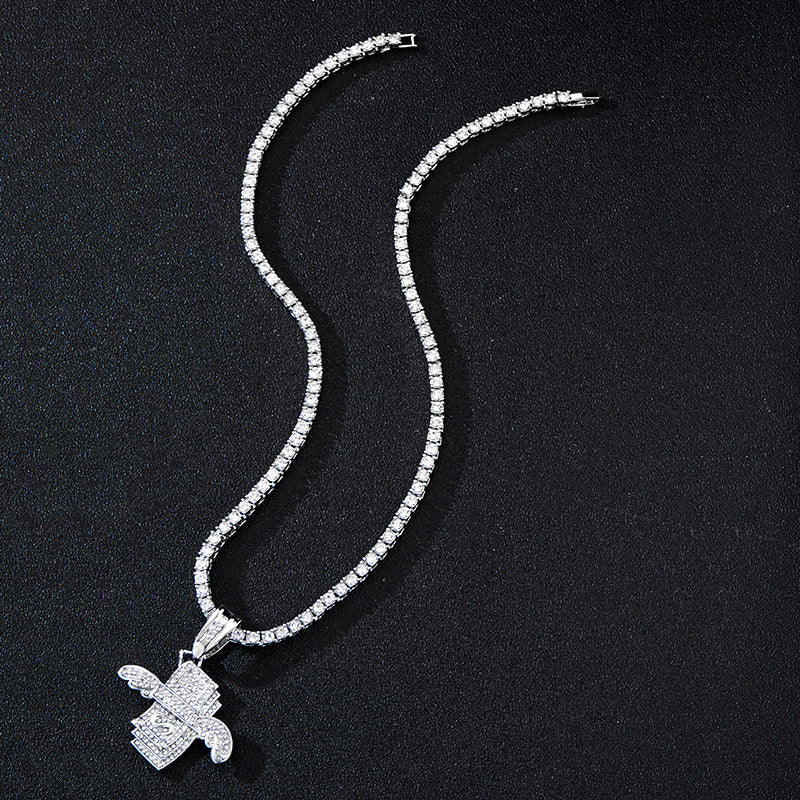 Banknote With Diamond Neck Creative Cuban Link Pendant