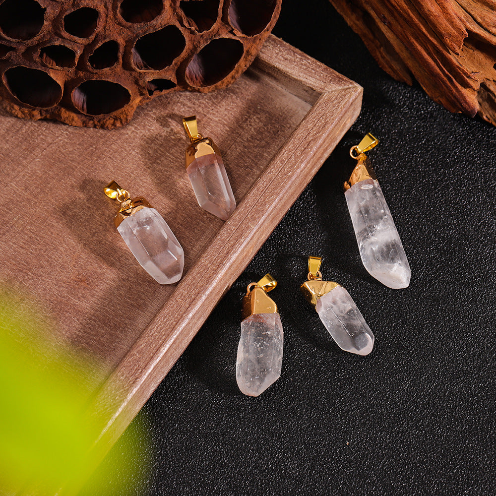Natural Transparent Crystal Cluster Irregular Rough Stone Tower Sweet Cool Pendant