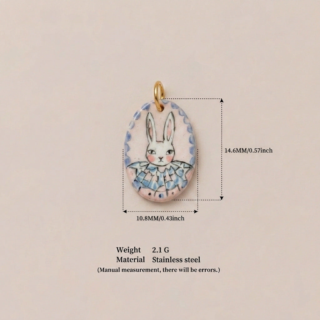 Cartoon Rabbit Long Star Printing Series Gold Color Pendants